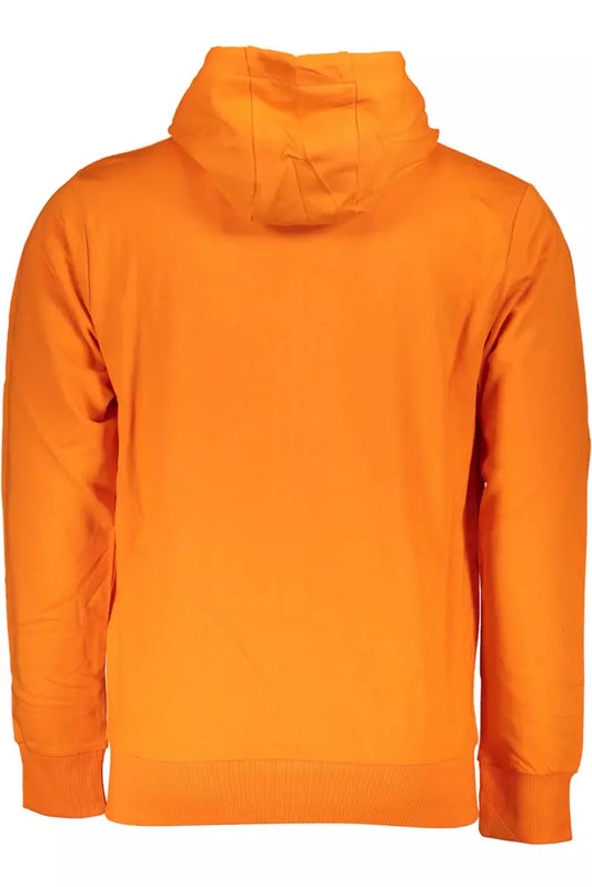Orange Cotton High Collar Sweater with Hood