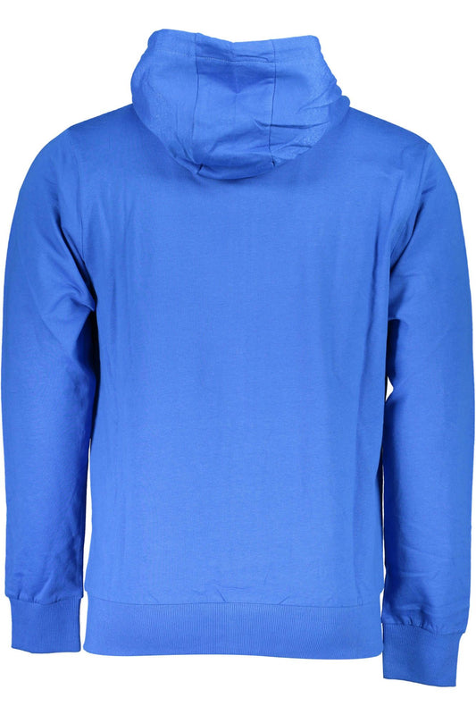Chic High Collar Hooded Blue Sweatshirt