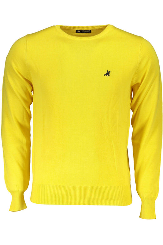 Elegant Yellow Polo Sweater with Embroidery