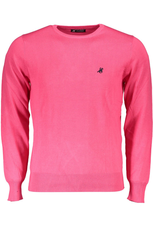 Chic Pink Round Neck Cotton Sweater
