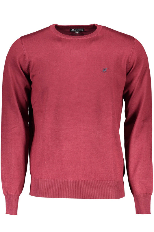 Crimson Nylon Round Neck Sweater