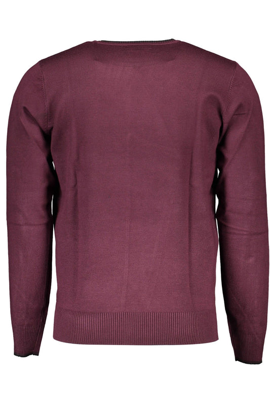 Elegant Long-Sleeved Red Polo Sweater