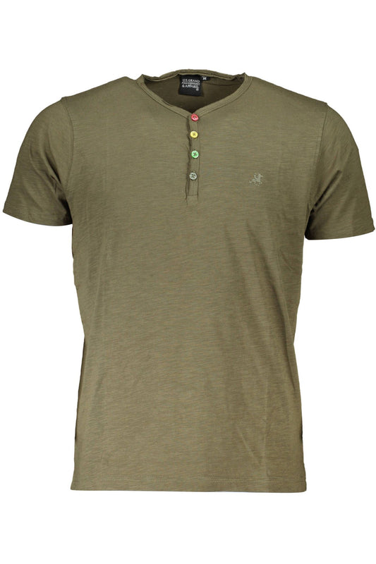 V-Neck Cotton Tee with Embroidered Logo