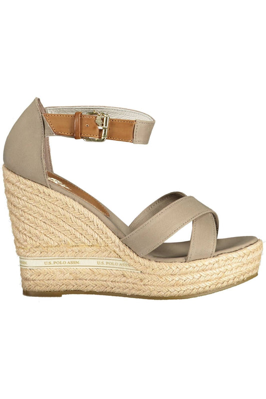 Chic Ankle Strap Wedge Sandals with Logo Detail