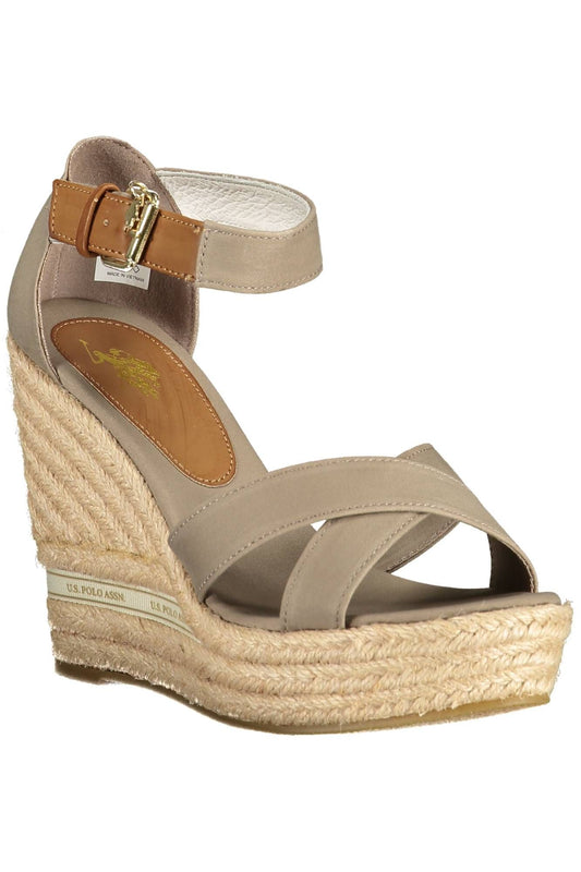 Chic Ankle Strap Wedge Sandals with Logo Detail
