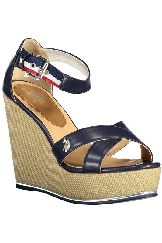 Chic Ankle-Strap Wedge Sandals with Logo Detail
