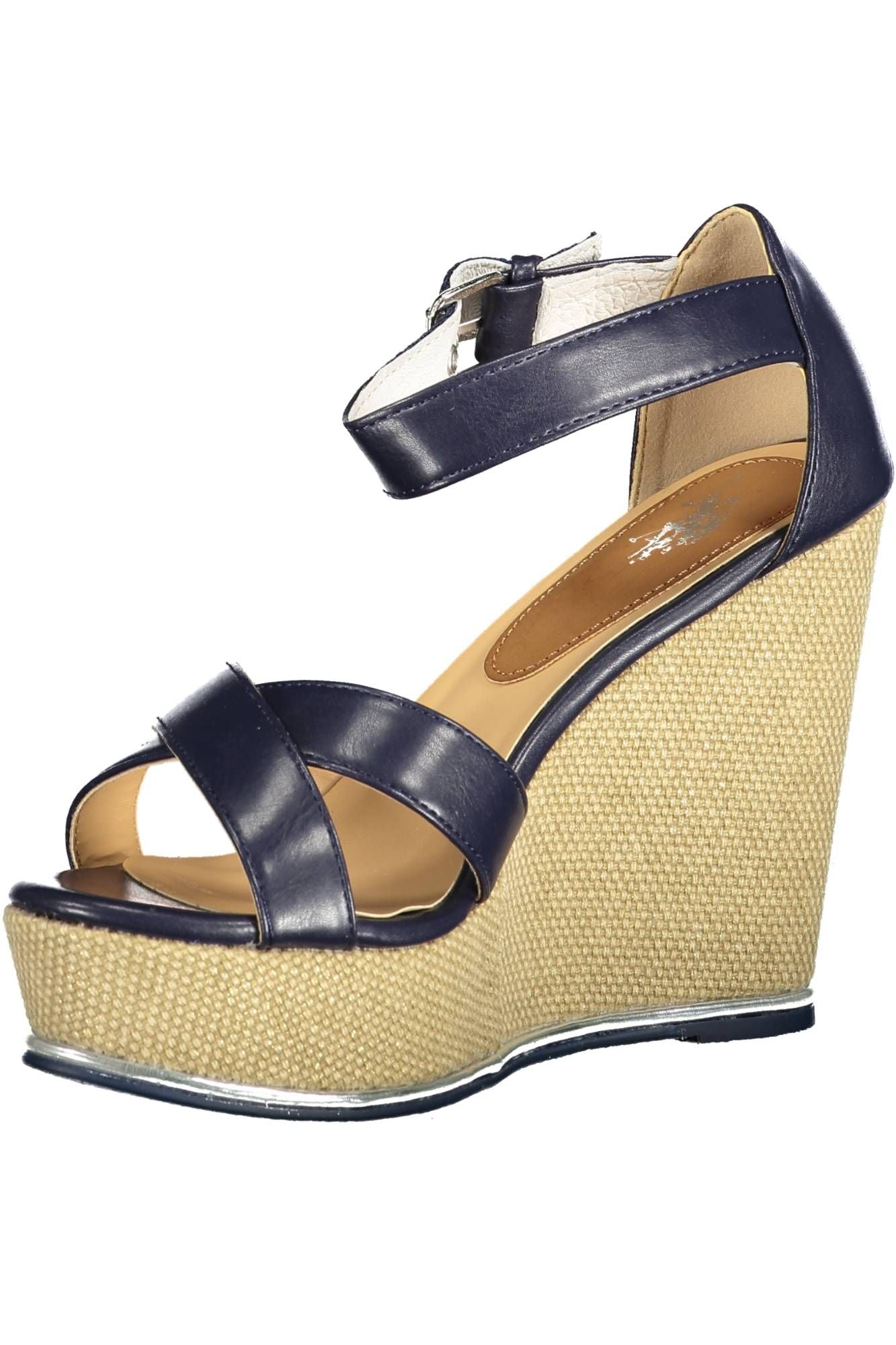 Chic Ankle-Strap Wedge Sandals with Logo Detail