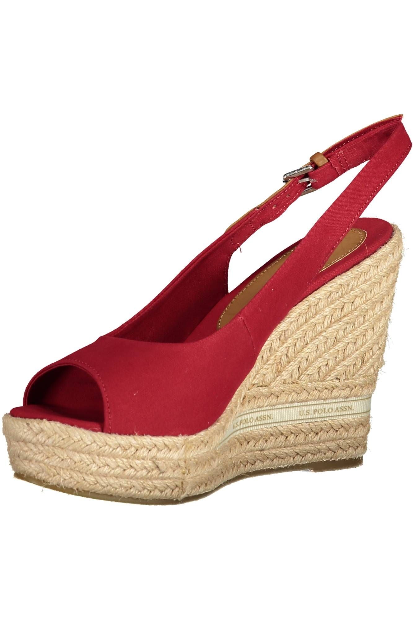 Chic Red Wedge Sandals with Contrasting Accents