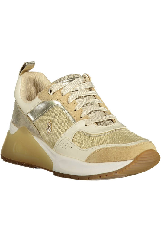 Elegant Gold-Tone Sports Sneakers with Laces