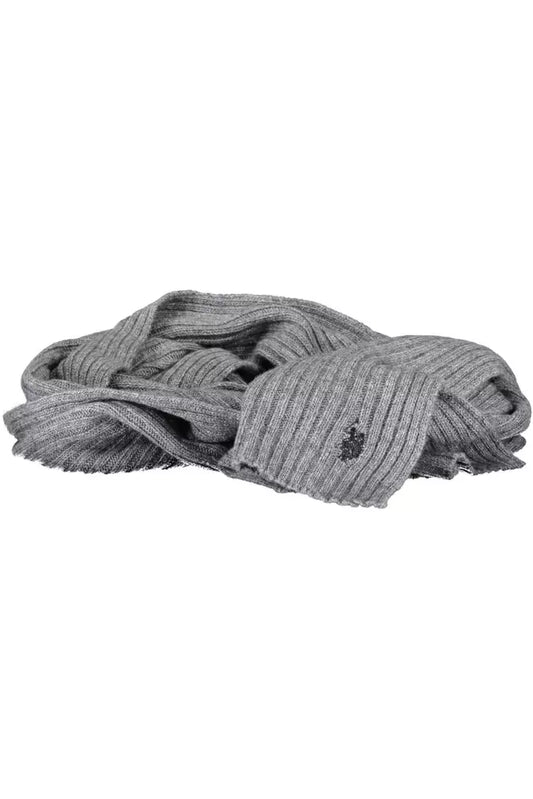 Elegant Gray Wool-Cashmere Blend Scarf