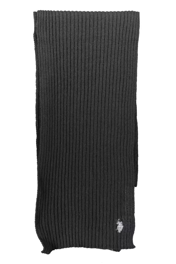 Elegant Black Wool-Cashmere Blend Scarf