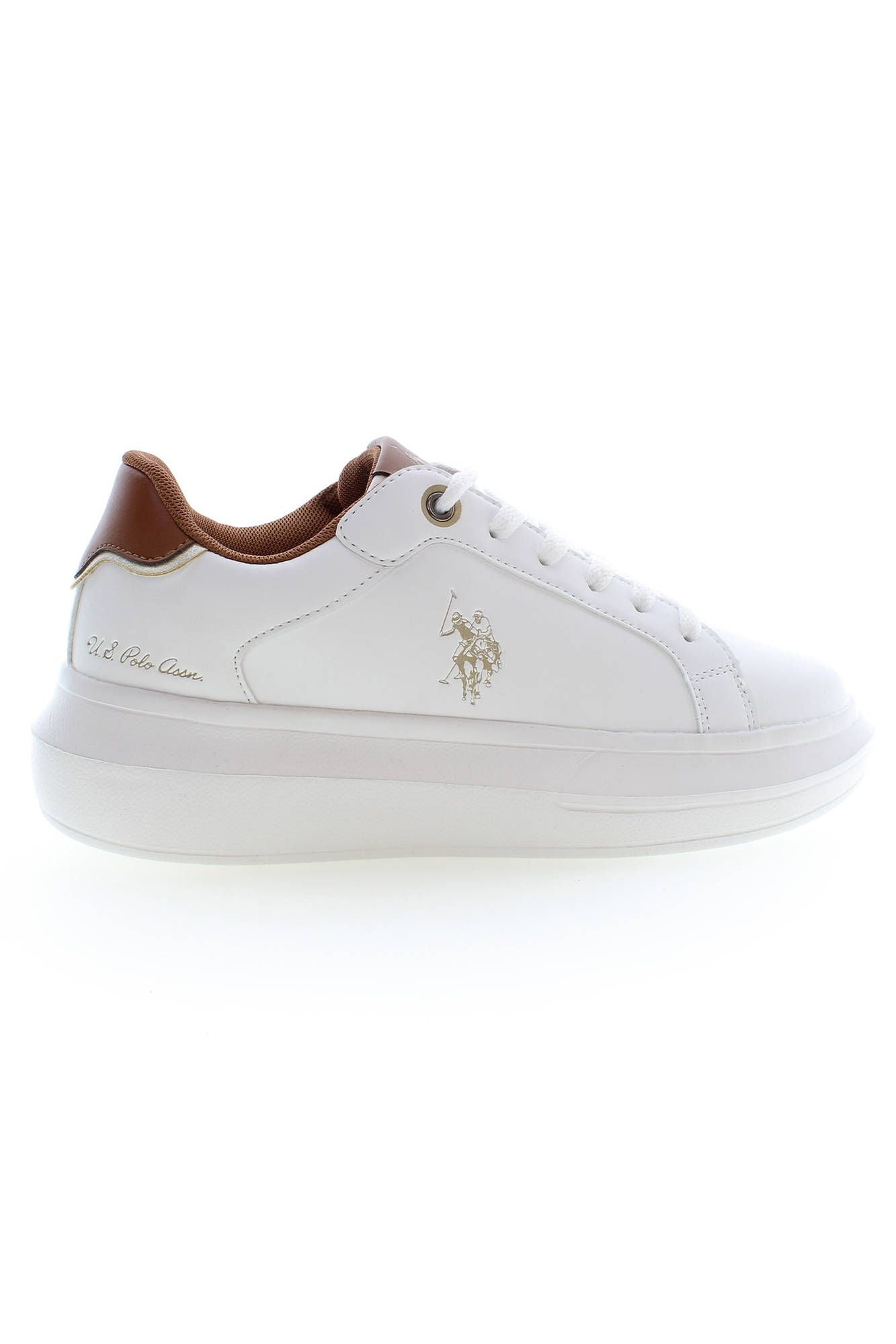 Chic White Lace-Up Sports Sneakers with Logo Detail
