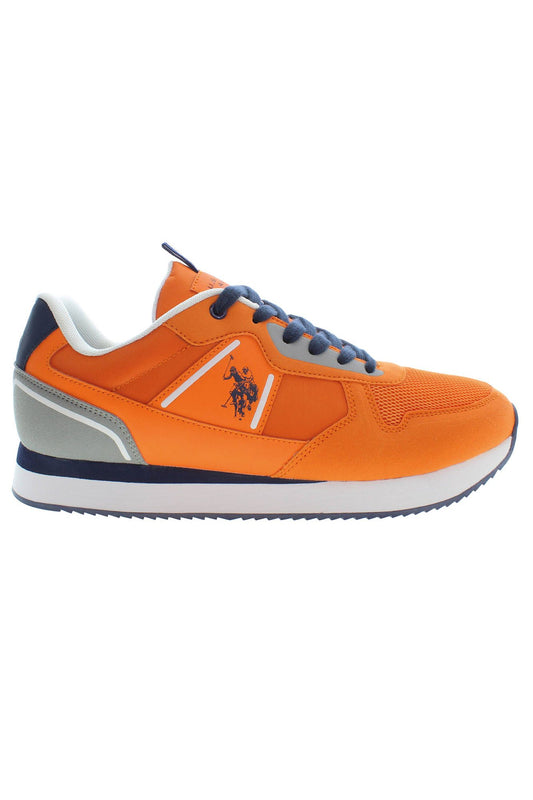 Orange Lace-Up Sports Sneakers with Logo Detail