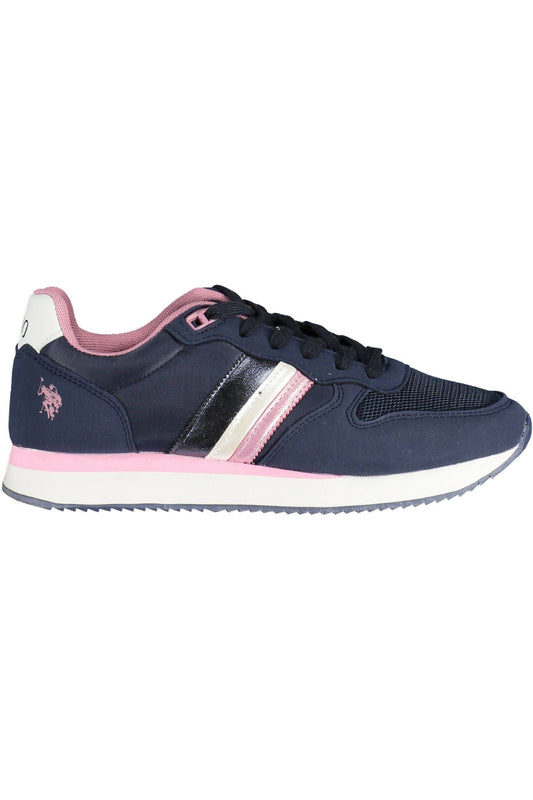 Blue Lace-Up Sports Sneakers with Logo Accent