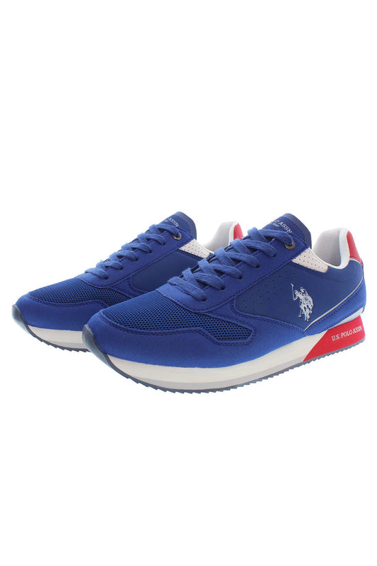Elegant Blue Sports Sneakers with Logo Accent