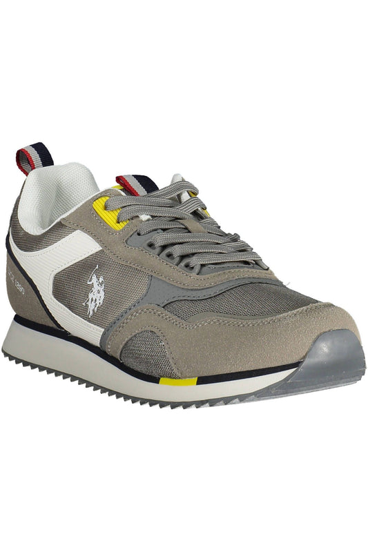 Sleek Polyester Lace-Up Sneakers in Gray