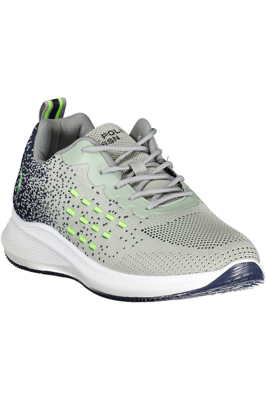Grey Laced Sports Sneakers with Logo