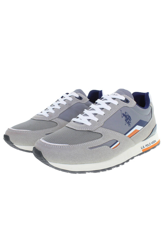 Elegant Gray Sports Sneakers with Contrasting Details