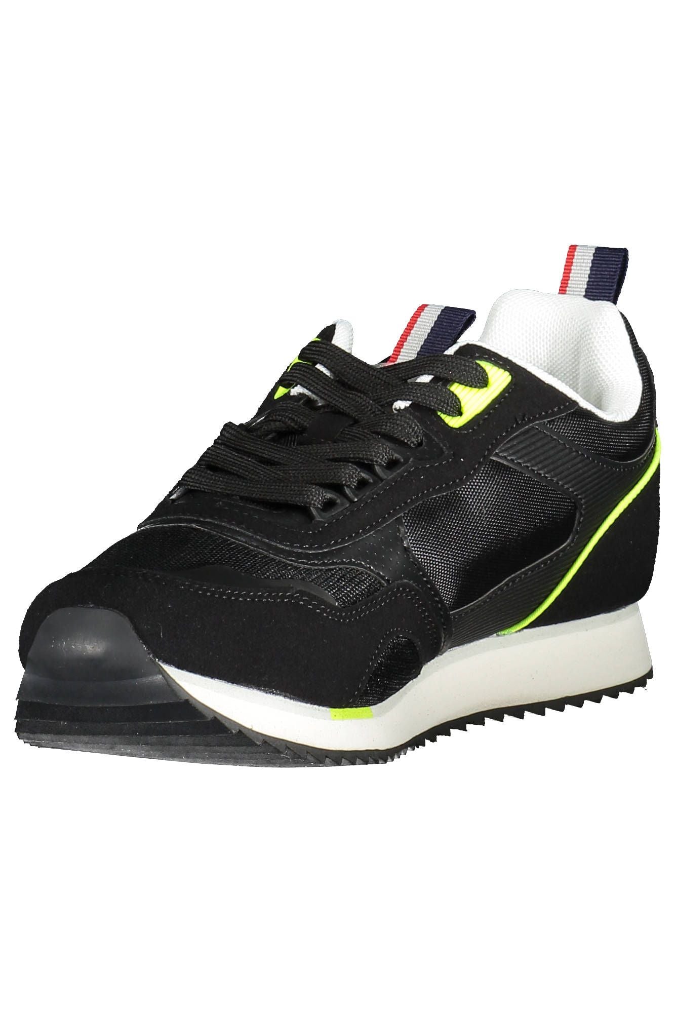 Elegant Black Polyester Sports Sneakers
