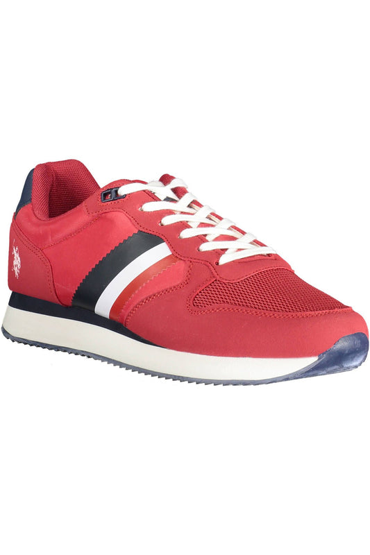 Chic Red Lace-Up Sports Sneakers