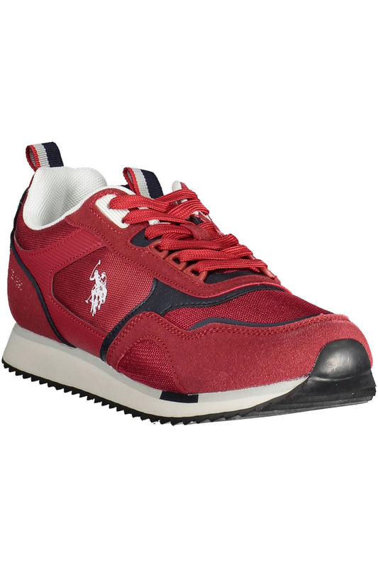 Chic Red Lace-Up Sneakers with Bold Logo Detail