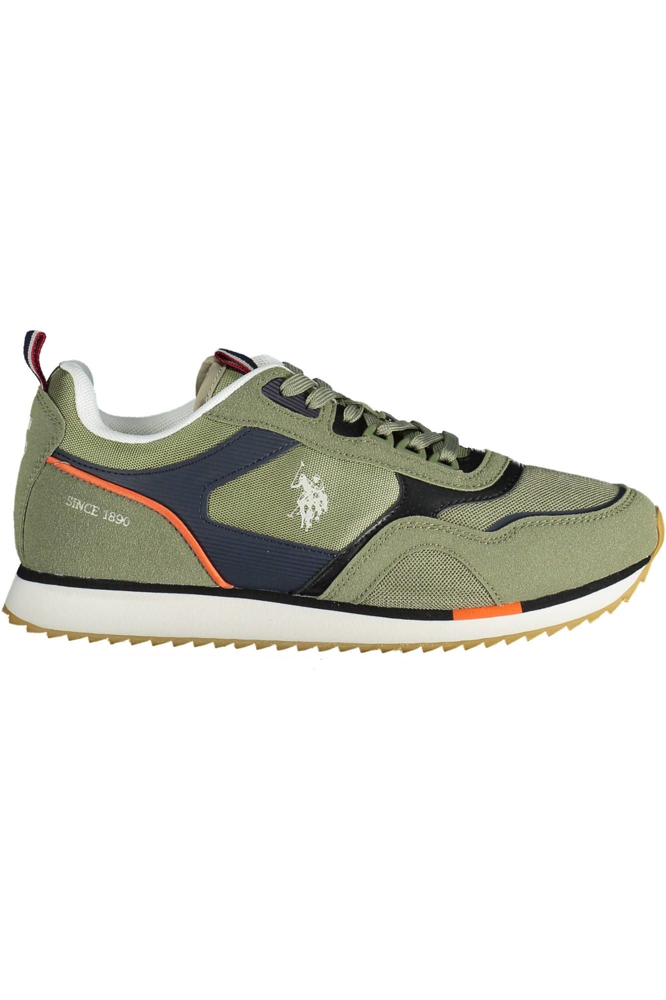Green Lace-Up Sporty Sneakers with Logo Print