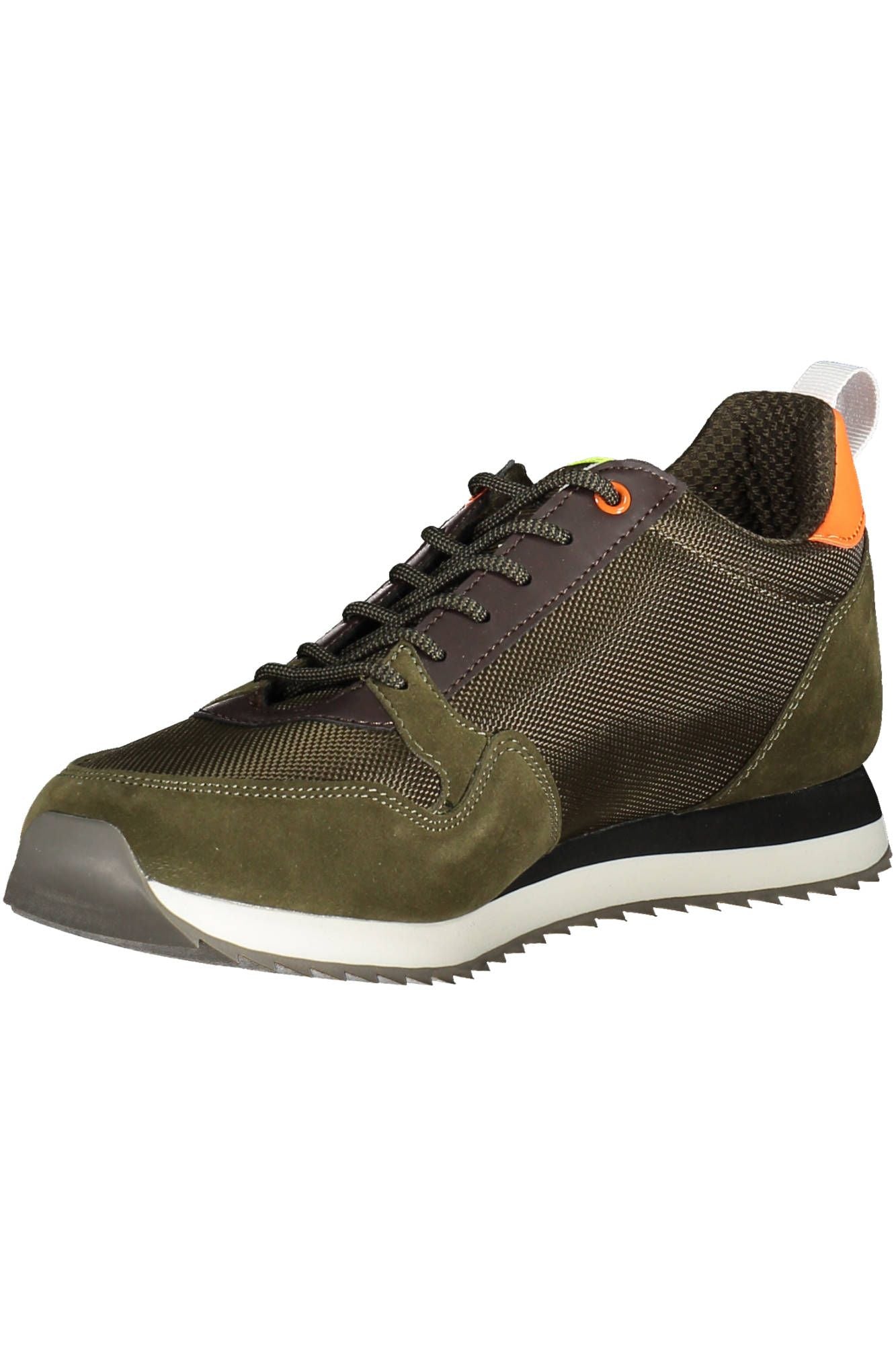 Green Contrast Lace-Up Sports Sneakers