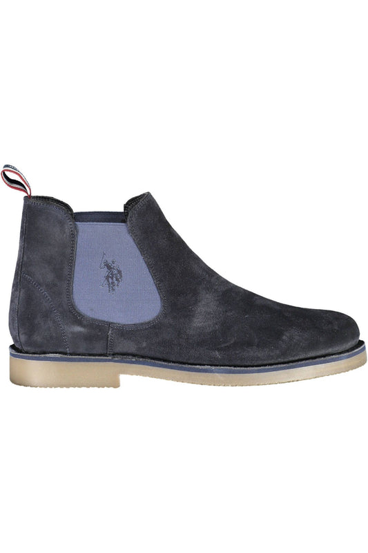 Chic Blue Ankle Boots with Logo Detail