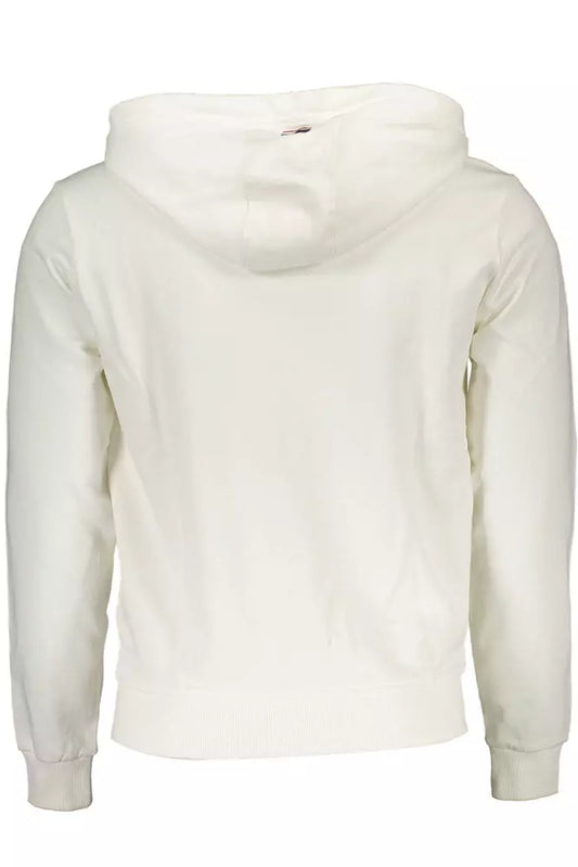 White Zip-Up Hooded Sweatshirt with Embroidery