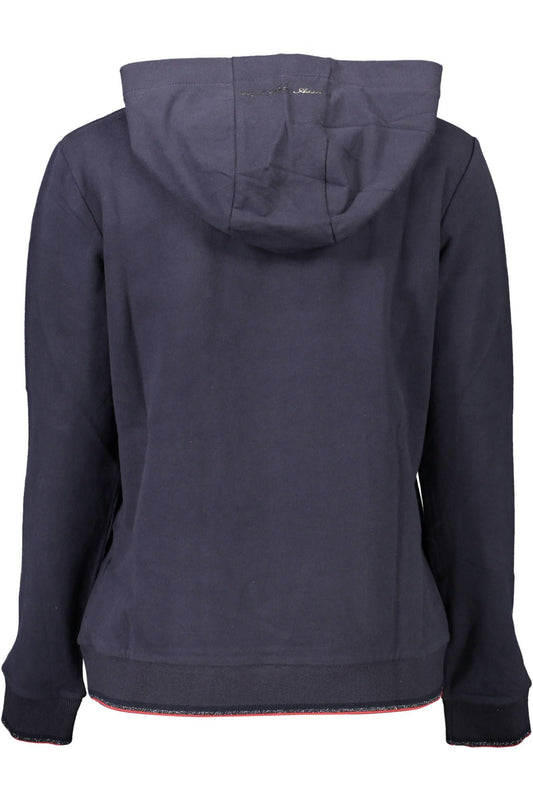 Chic Blue Hooded Sweatshirt with Contrasting Details