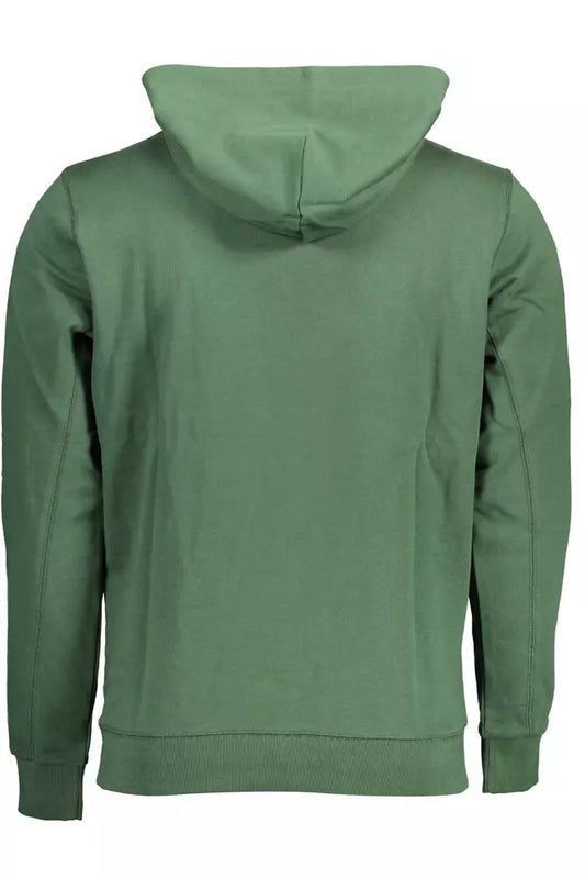 Green Cotton Hoodie with Contrasting Logo