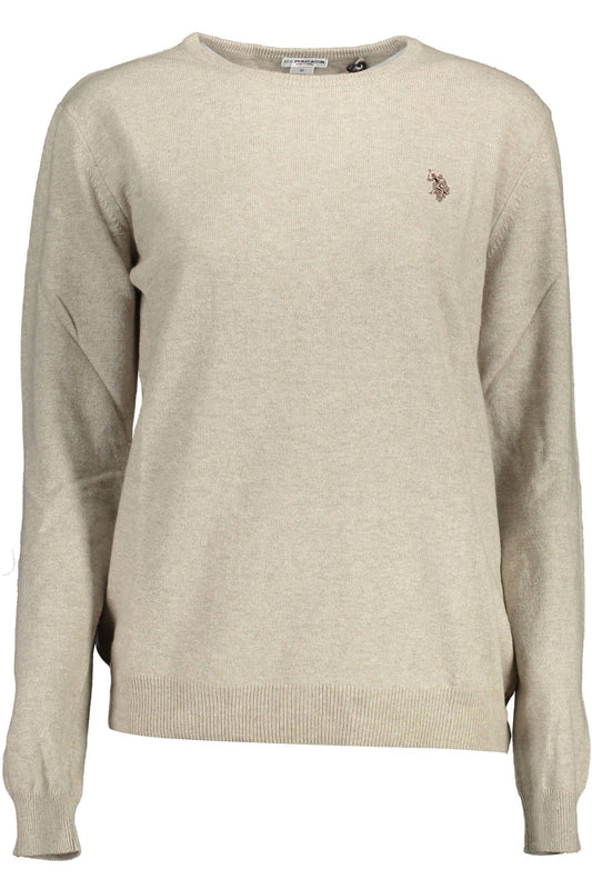 Chic Beige Embroidered Logo Sweater
