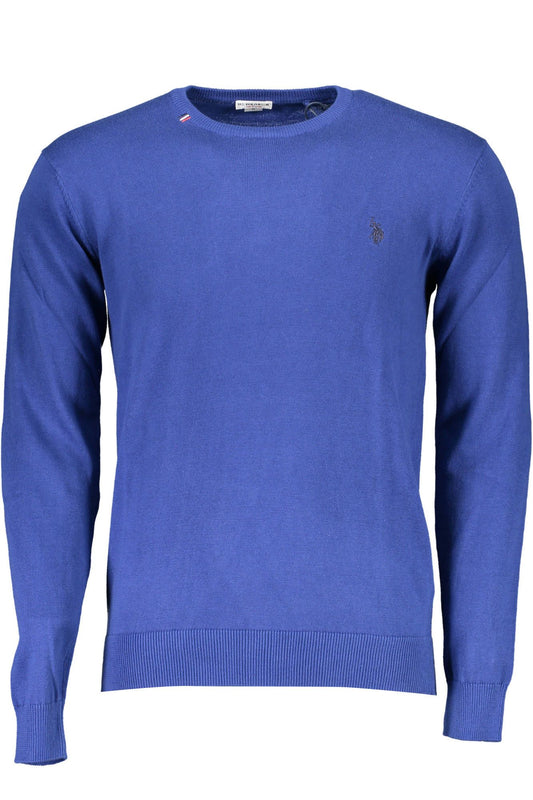 Blue Round Neck Embroidered Sweater