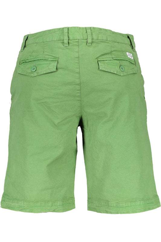 Green Embroidered Cotton Bermuda Shorts
