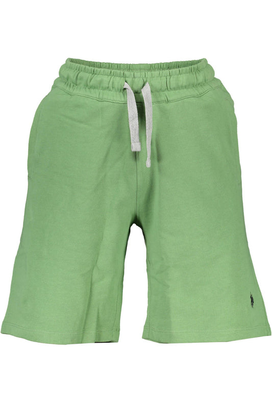 Classic Green Cotton Shorts with Embroidery