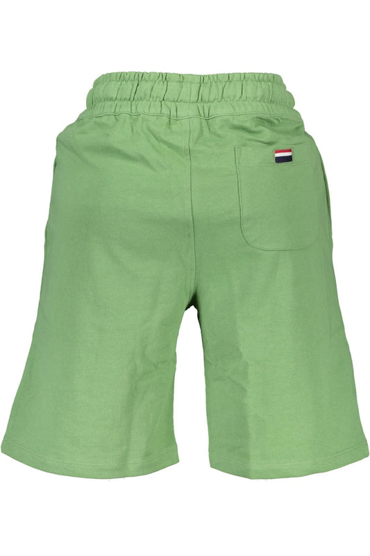 Classic Green Cotton Shorts with Embroidery