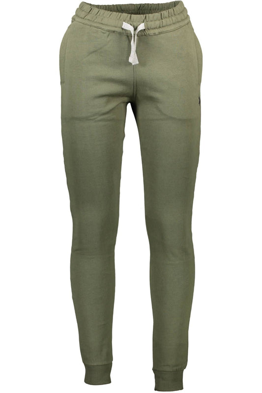 Chic Green Sports Trousers with Embroidery