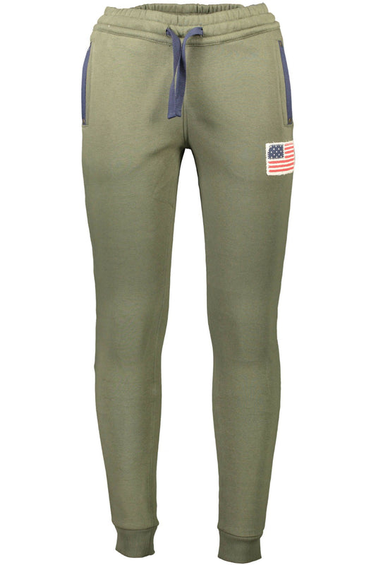 Chic Green Elastic Waistband Sports Trousers