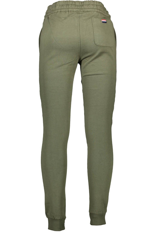 Chic Green Sports Trousers with Embroidery