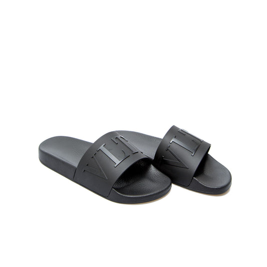 Chic Black Logo Slide Sandals