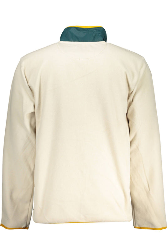 Beige Fleece Zip Sweatshirt with Contrast Details