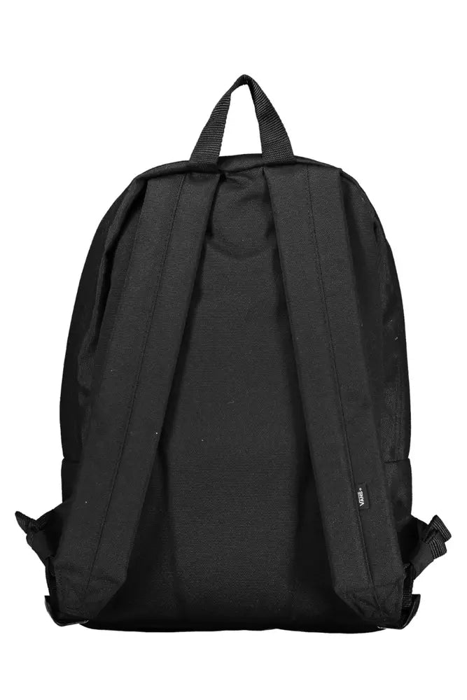 Sleek Black Polyester Backpack with Logo
