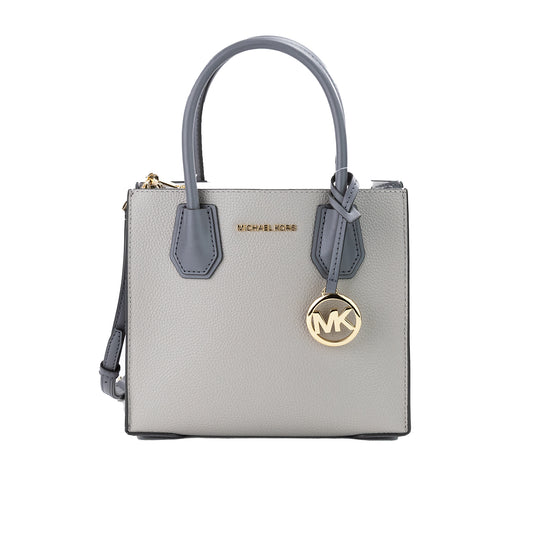 Mercer Medium Pearl Gray Leather Messenger Crossbody Handbag Purse