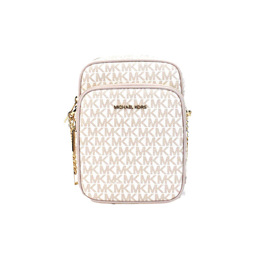 White Rose Gold PVC Flight Leather North South Chain Crossbody Bag