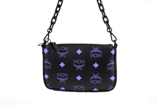 Splash Logo Dahlia Purple Smooth Leather Mini Pouch Crossbody Handbag