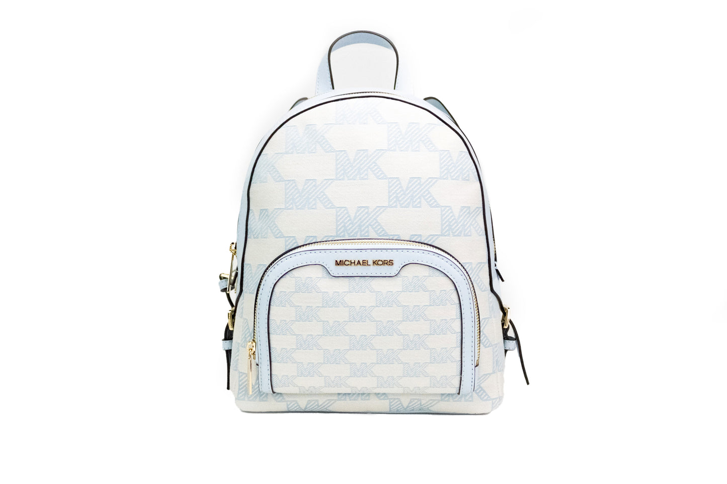 Jaycee Medium Vista Blue Signature Canvas Zip Pocket Backpack Bag