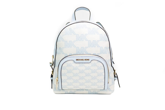 Jaycee Medium Vista Blue Signature Canvas Zip Pocket Backpack Bag
