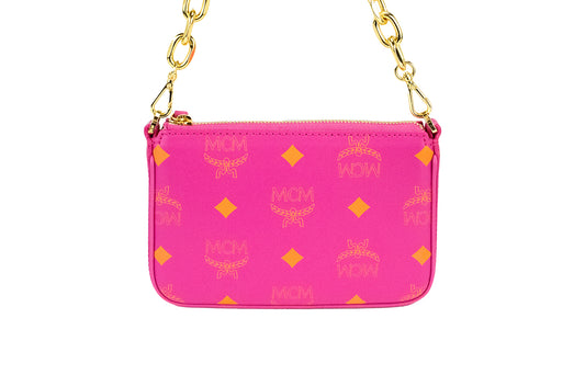 Splash Logo Fuchsia Pink Smooth Leather Mini Pouch Crossbody Handbag
