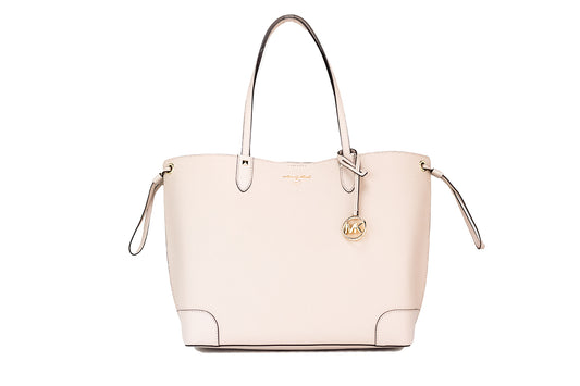 Edith Large Soft Pink Saffiano Leather Open Top Shoulder Tote Bag