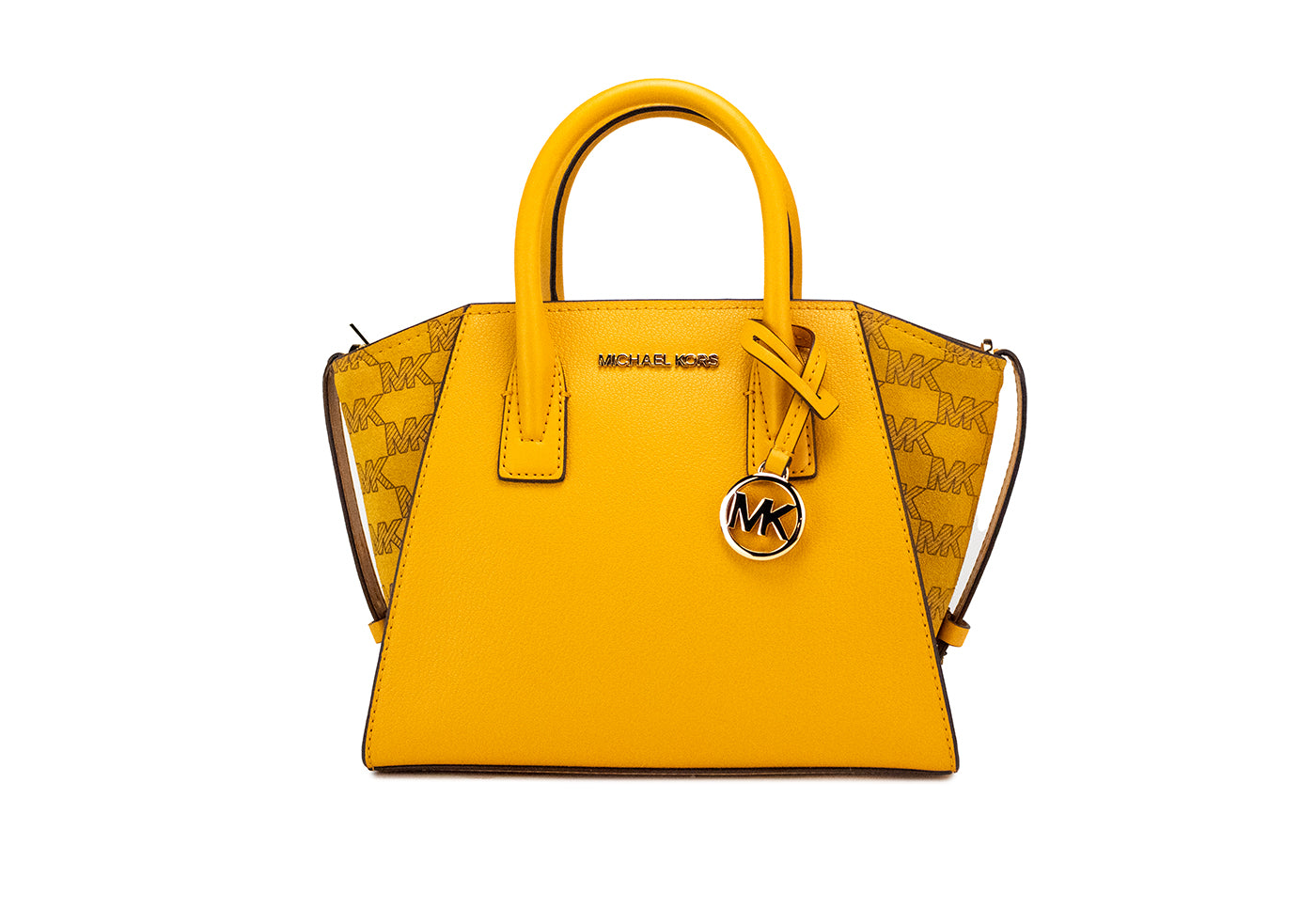 Avril Small Honeycomb Leather Suede Top Zip Satchel Crossbody Bag Yellow